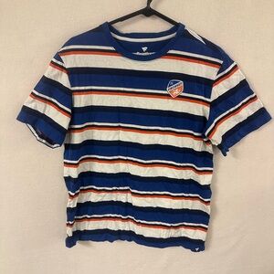 FC Cincinnati Men’s Shirt Size Large Stripped Blue Orange White Fanatics MLS